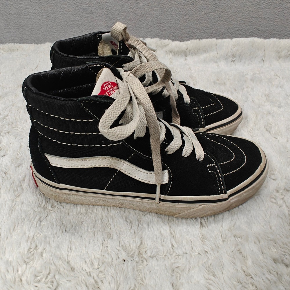 Vans Sk8-Hi High Top Sneakers Kids 1.5 Black White Classic Skater Grunge Shoes